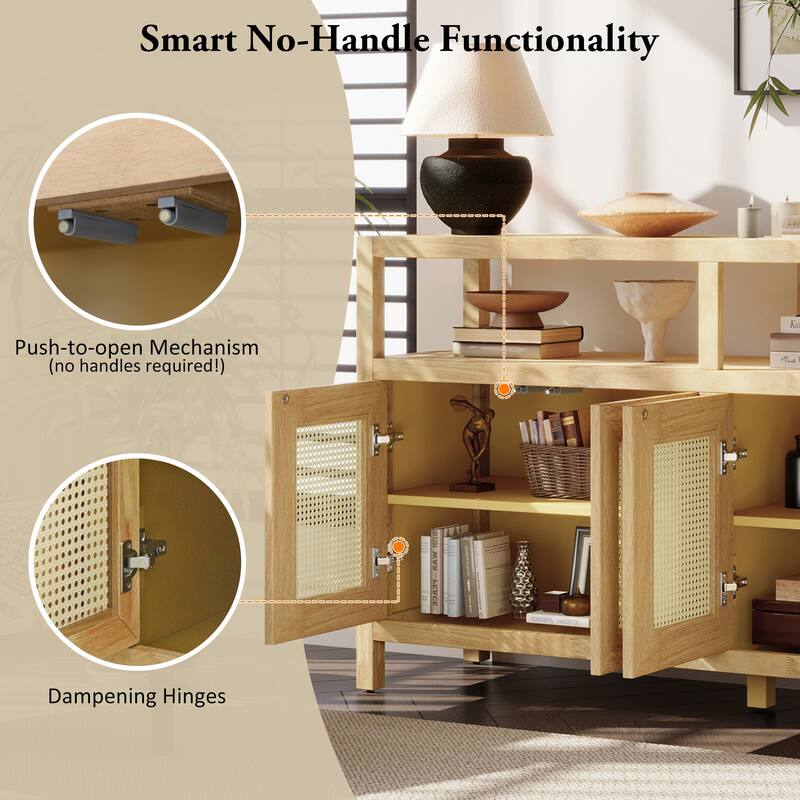Bohemian Style Rattan Buffet Storage Cabinet with Adjustable Shelves by Harper&Bright Designs