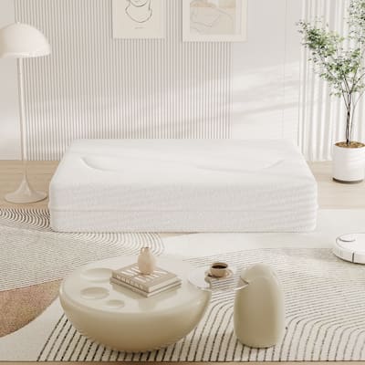 Teddy Fabric Floor Sofa with 2 Pillows