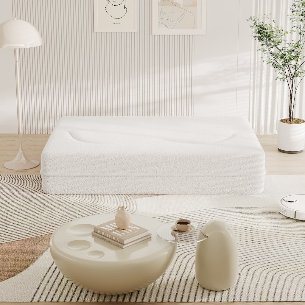 Teddy Fabric Floor Sofa with 2 Pillows
