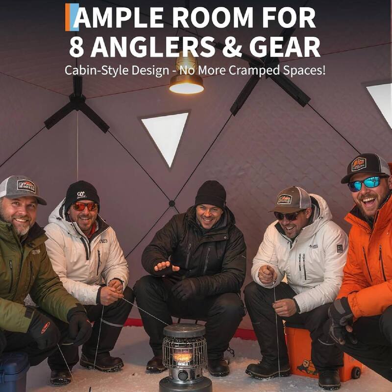 Pop Up Thermal Insulated Hub Tent, Ice Fishing Shelter for 6-8 Persons