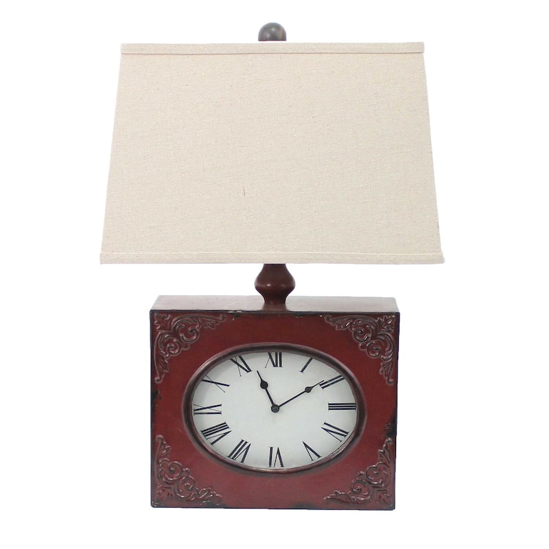 22" Metal Table Lamp with Beige Rectangular Shade and Traditional Design for Living Room or Bedroom - 22”H x 7”W x 7”D