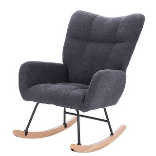 Modern Teddy Upholstered Rocking Chair for Living Room Bedroom - Dark ...