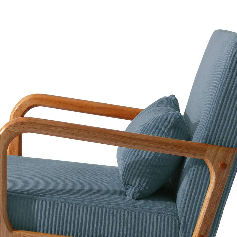 25" W Mid Century Upholstered Wood Accent Chair with Pillow set of 2