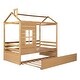 preview thumbnail 13 of 16, Twin Size House Bed Wood Bed With Twin Size Trundle For Bedroom,Kids