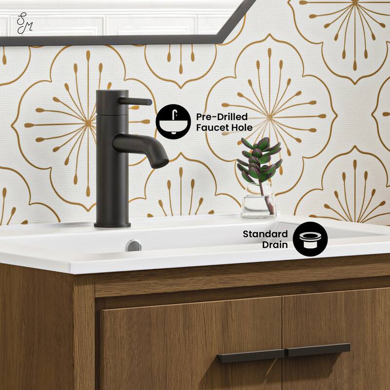 Virage 24" Freestanding Bathroom Vanity In Brown Oak With Sink Top - 24