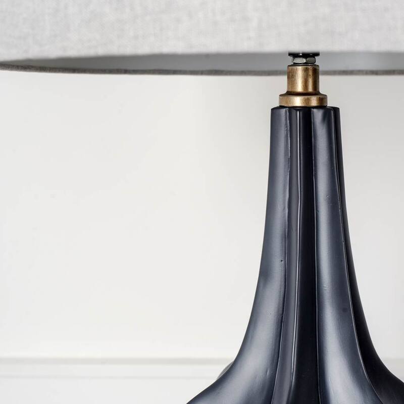 Bravar III 30" Gray-Blue Resin Base w/ Gray Fabric Shade Table Lamp - 7.0L x 7.0W x 29.0H