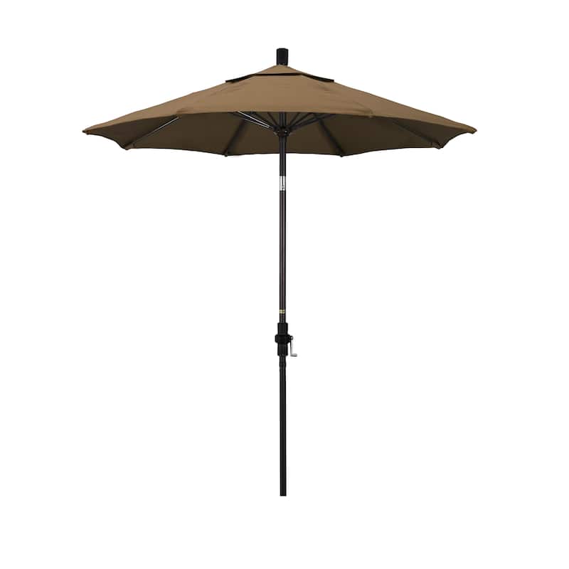 California Umbrella 7.5' Rd. Aluminum/Fiberglass Rib Patio Umb, Deluxe Crank Lift/Collar Tilt, Bronze Finish, Sunbrella Fabric - Cocoa