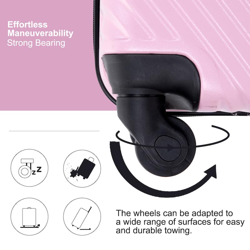 Merax 3 Piece ABS+PC Hardside Luggage Sets with Two Hooks and Spinner Wheels, for Family Travel