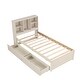 preview thumbnail 6 of 8, Twin Size Wooden Platform Bed Frame With Bookcase Headboard and 2 Drawers