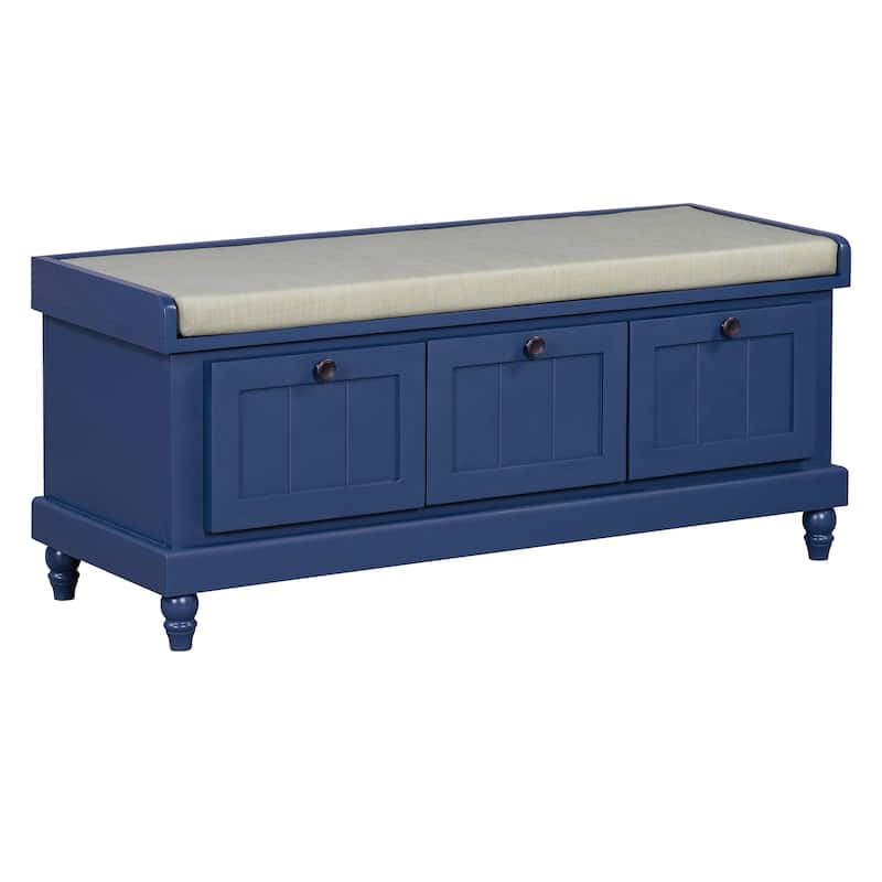 Classic Storage Bench with Cushioned Seat and Drawers