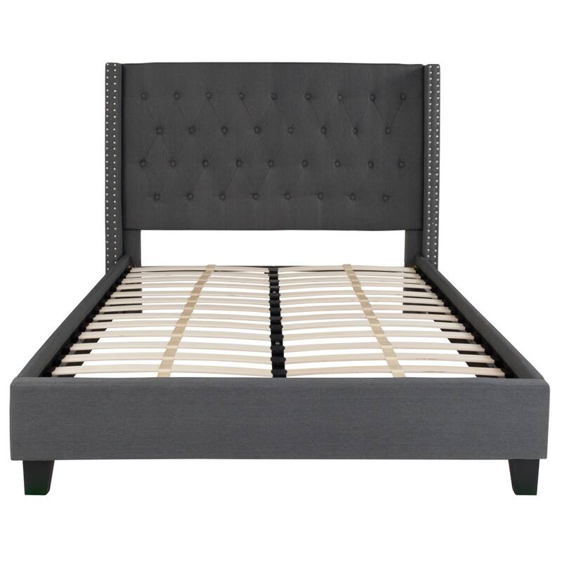 Tufted Upholstered Nailhead Trim Platform Bed