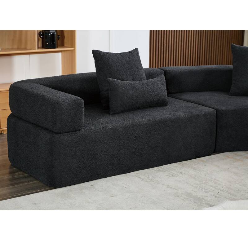 3-Piece Curved Sofa, Oversized Boucle Couch, Flexible for Living Room