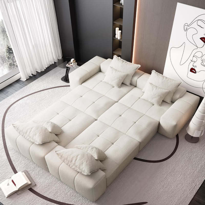 Modern Oversized Modular Sectional Sofa,with 8 Pillows,8 PCS DIY Combination Tufted Sofa