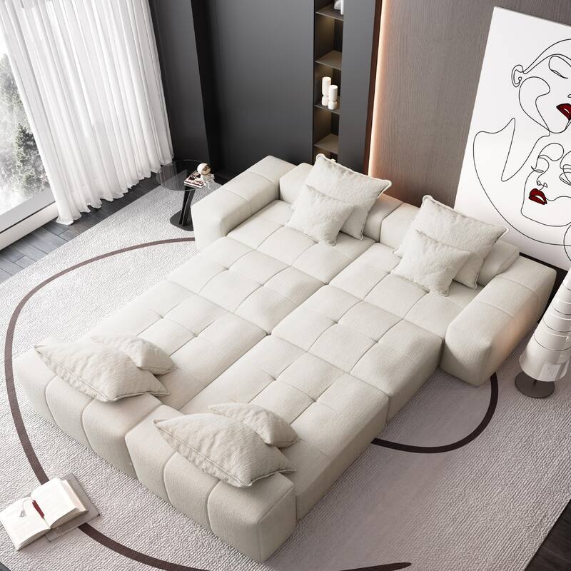 Oversized Modular Chenille 6-Seat Sectional Sofa with Cushions and 8 Pillows for Living Room