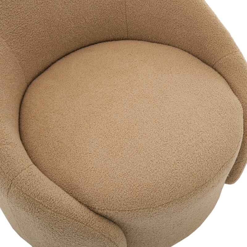 Boucle Barrel Chair Upholstered 360°Swivel Armchair Set of 2