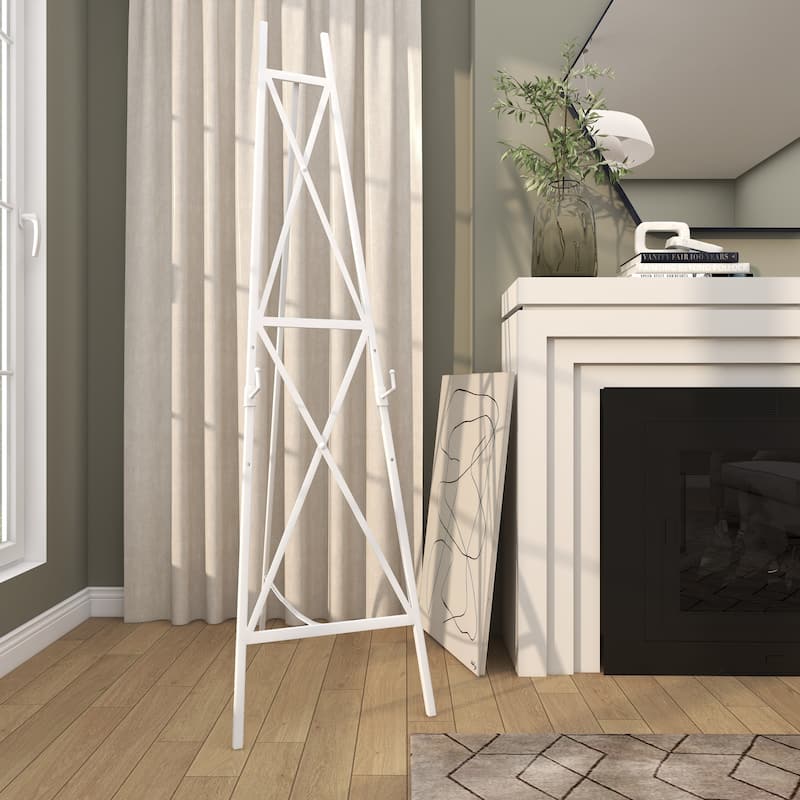 Metal Tall Adjustable 3 or 2 Tier Display Easel with Chain Support - White - Roche River Decor