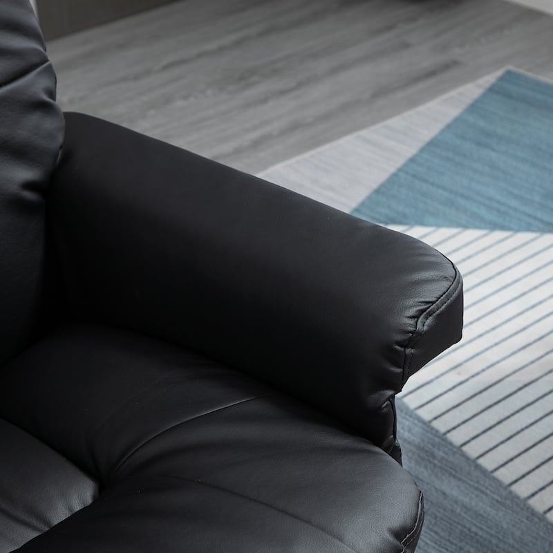 HOMCOM Recliner and Ottoman with Wrapped Base, Swivel PU Leather Reclining Chair with Footrest for Living Room