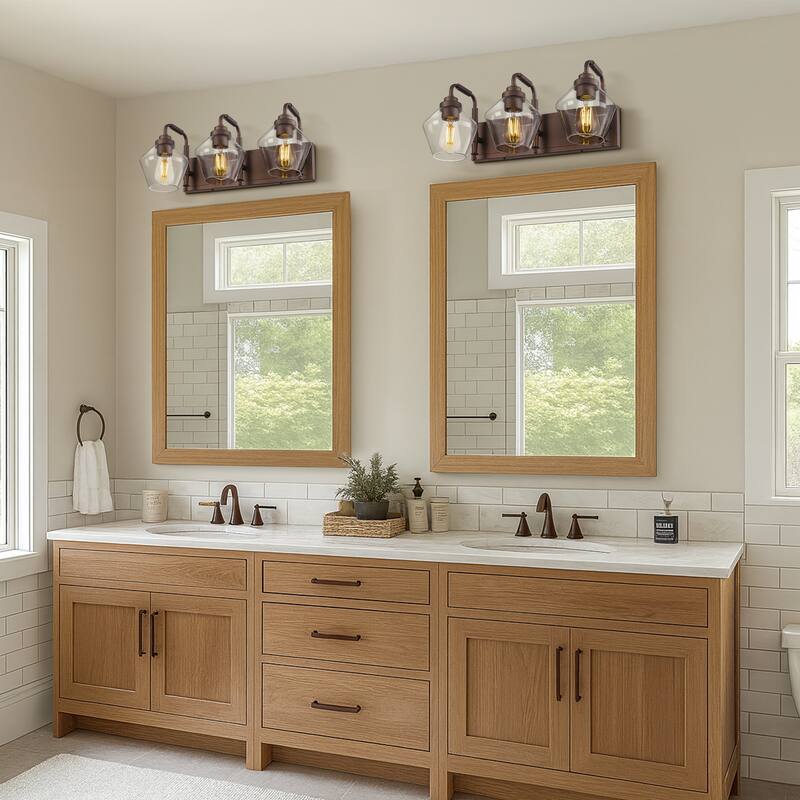 Modern 3/4-Light Bathroom Vanity Light in Oil-Rubbed Bronze/Gold