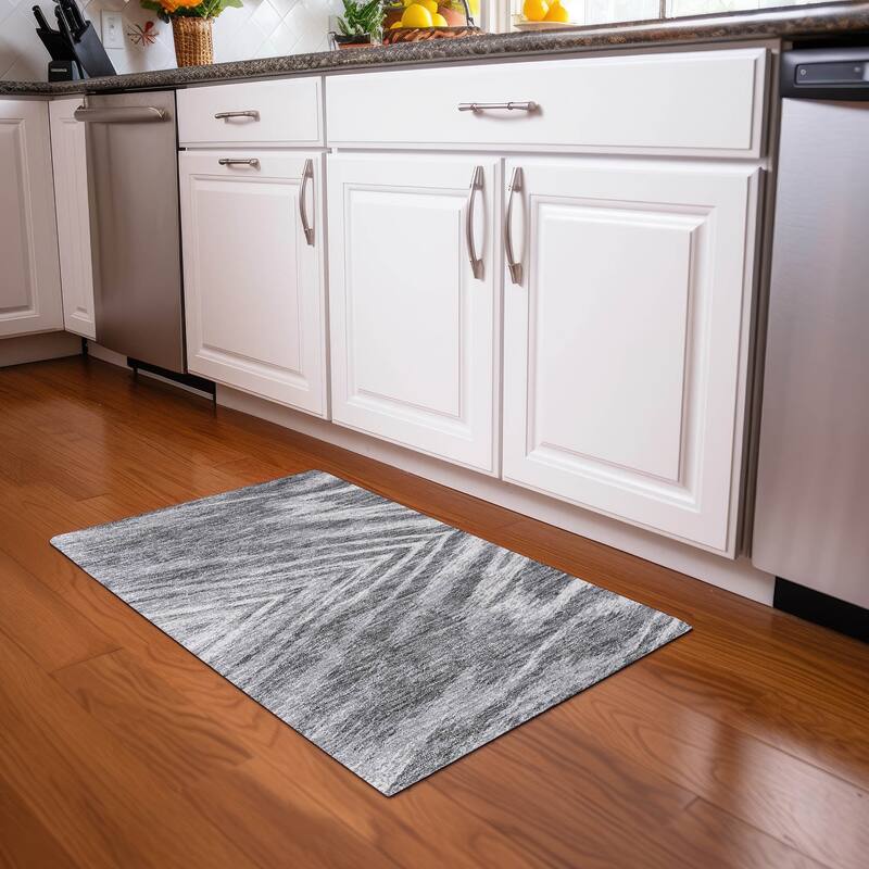 Premium Washable Super Soft Modern Chevron Mayfield Rug - Gray - 1'8" x 2'6"