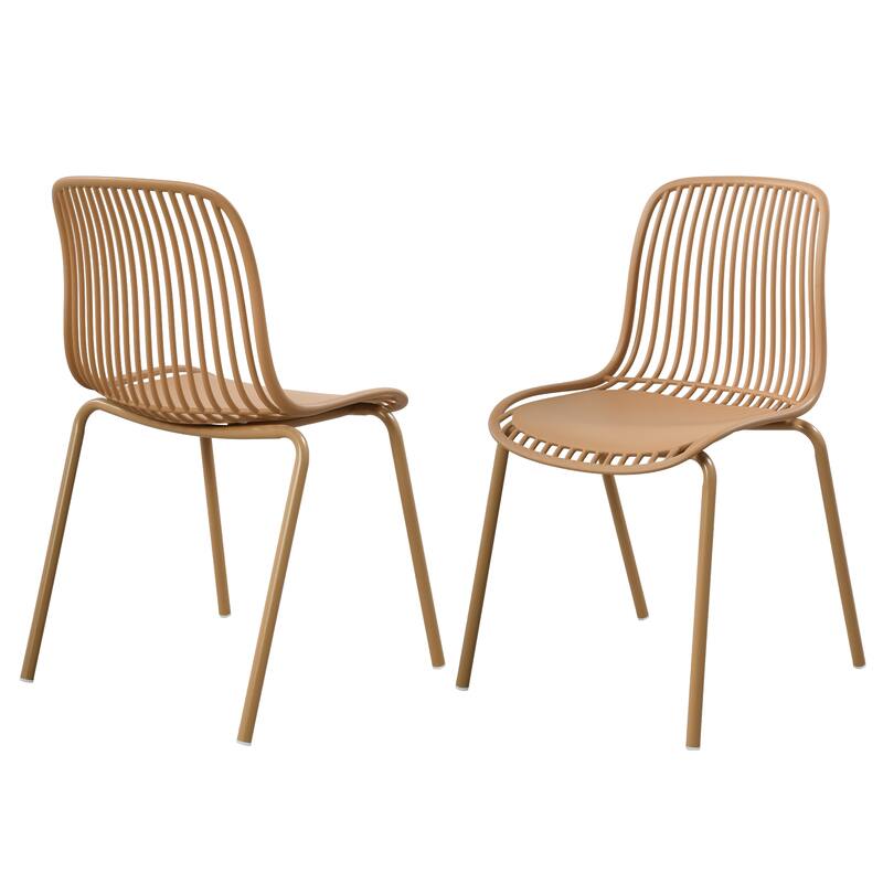 Christopher Knight Home - Eldred Outdoor Weather-Resistant Plastic Dining Chair with Metal Frame