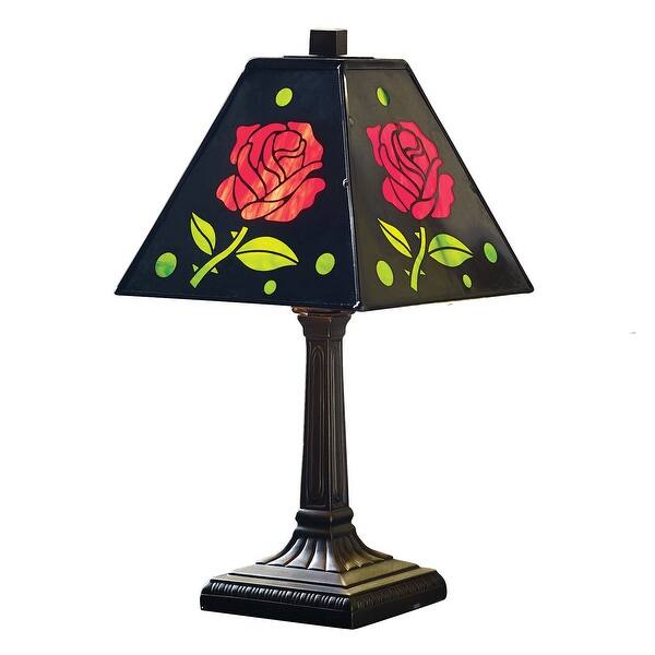 River Of Goods Red Roses Accent Lamp Arts Crafts Style Table Top Lighting With Stained Gl And Black Metal Shade River Of Goods Red Roses Accent Lamp Arts Crafts Style Table Top Lighting With Stained Gl And Black Metal Shade