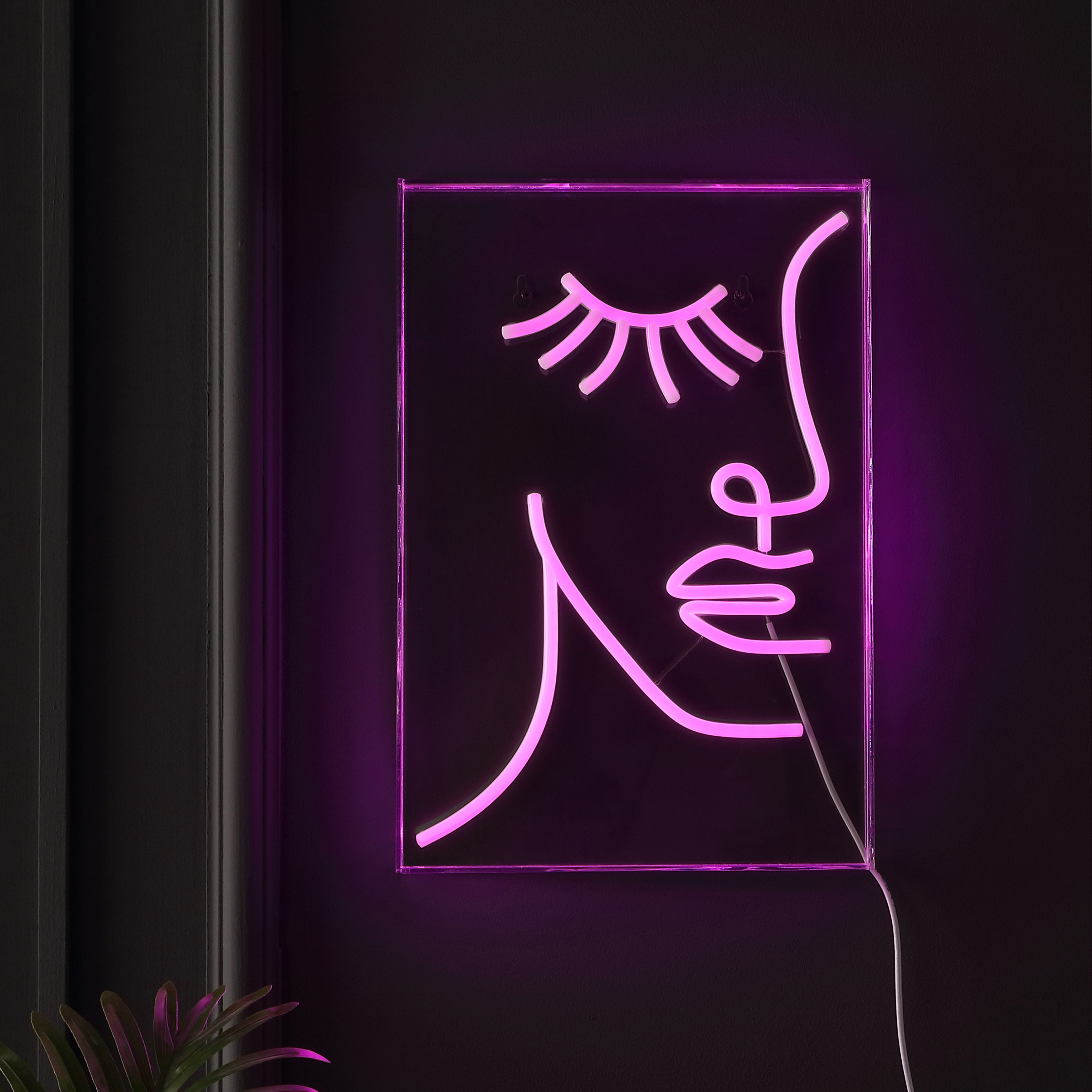 Half Face 10.3 X 15 Contemporary Glam Acrylic Box USB Operated LED Neon Light Pink by JONATHAN Y 10.3 X 15 On Sale Bed Bath Beyond 37099258
