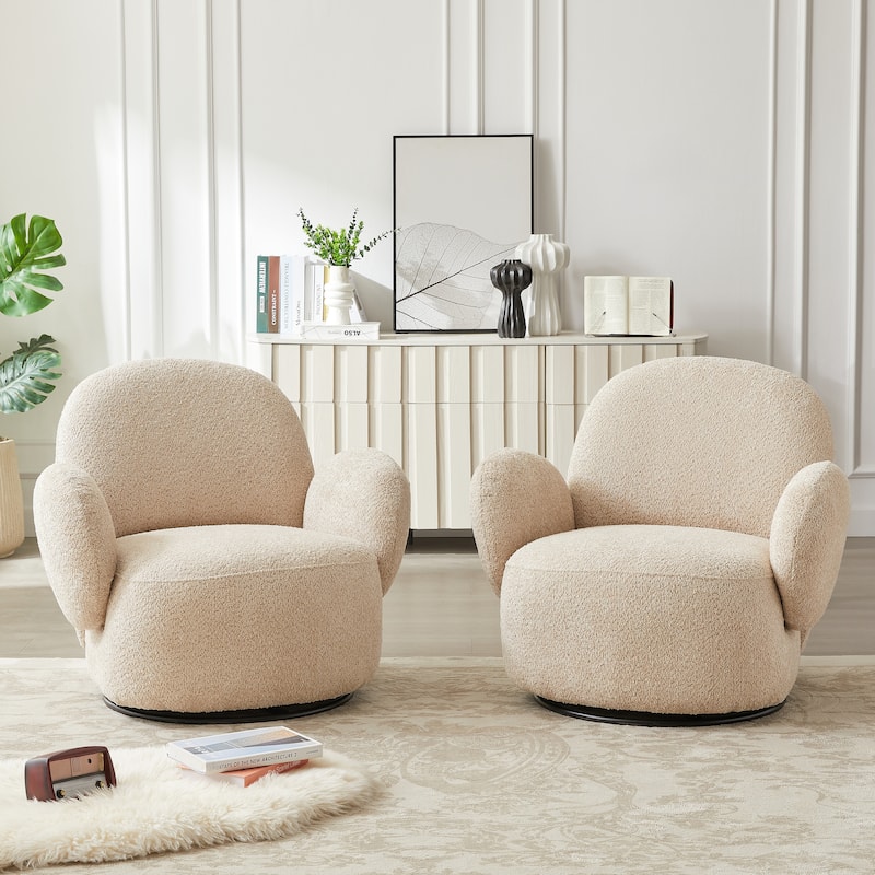 Uphosltered Swivel Accent Chair with Armrest