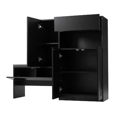 2-in-1 Shoe Storage Cabinet with Bench and Removable Cushion Seating for Entryway or Hallway - 51.1"L x 13.7"W x 43.3"H