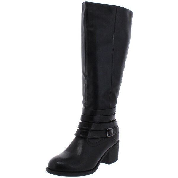 ladies black leather knee high boots size 8