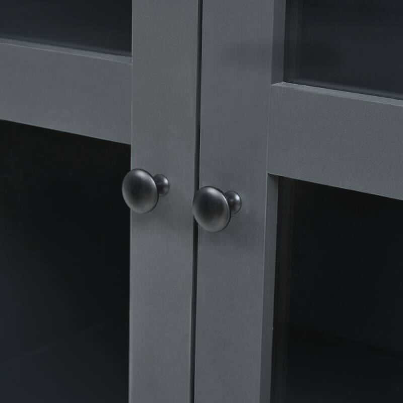 75" Freestanding Buffet with Hutch, Kitchen Pantry Cabinet with 4 Drawers, Door Shelves & Pull-Out Trays, Wood Storage Cupboard