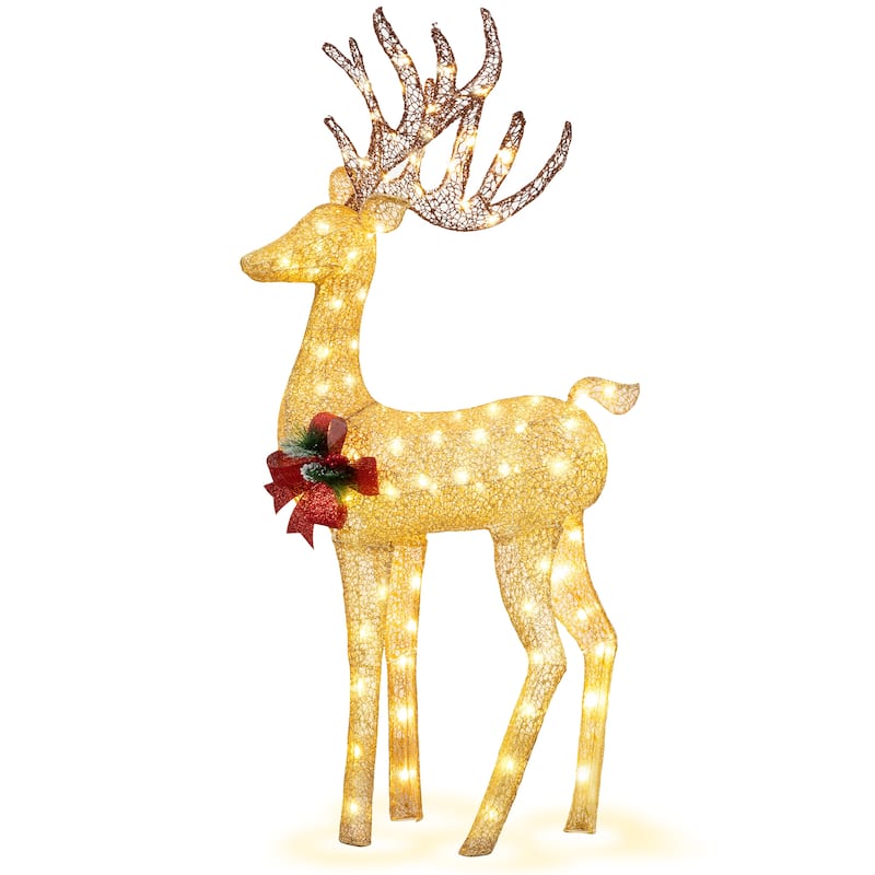 Futzca Christmas Light Holiday Reindeer & Sleigh