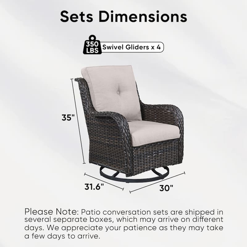 Pocassy 4 Pieces Outdoor 4 Inch Swivel Glider Chairs