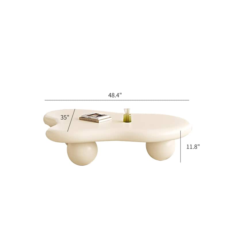 48" Modern Coffee Table, Cloud Shaped, Wood