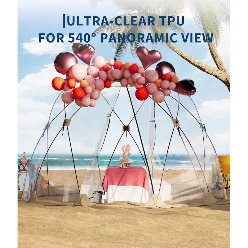 10x10 ft Pop Up Bubble Tent, 4-6 Person Camping Shelter - N/A