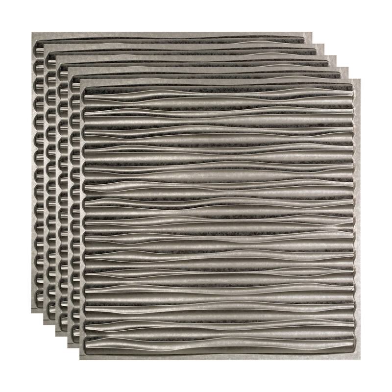 FASÄDE Dunes Decorative Vinyl 2ft x 2ft Lay in Ceiling Panel in Galvanized Steel (5 Pack) - 5 Pack - Galvanized Steel