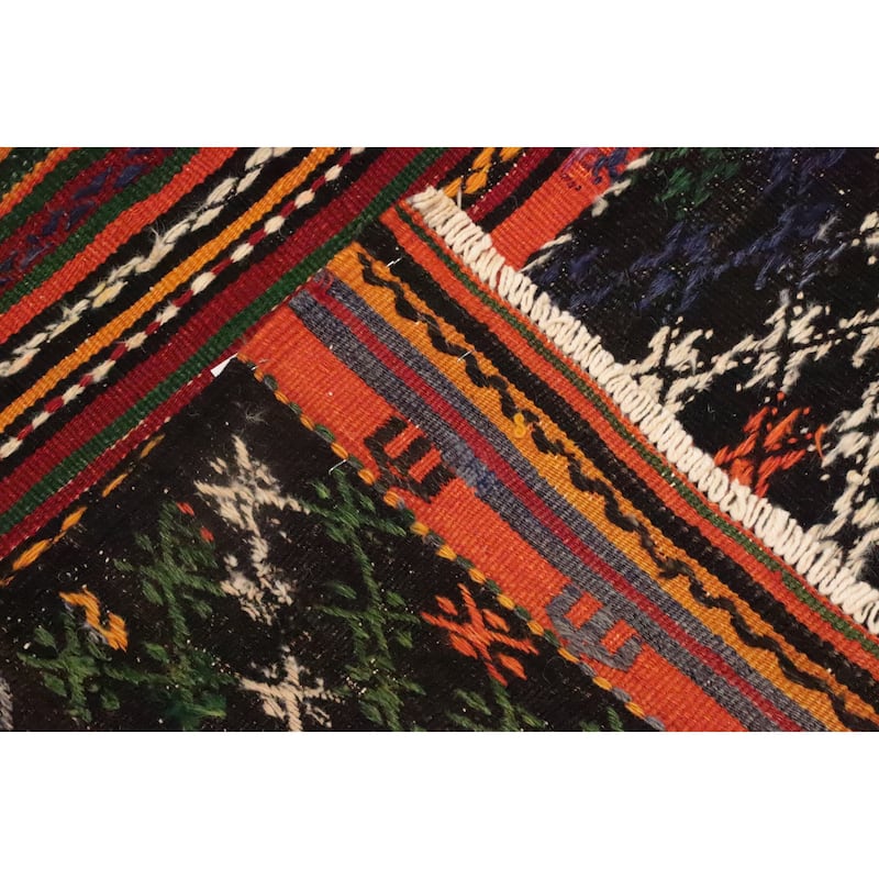 Hand Woven Oriental 100% Wool Carpet Southwestern Tribal Multi-Colored Kilim Area Rug - 7' 7'' X 5' 4''