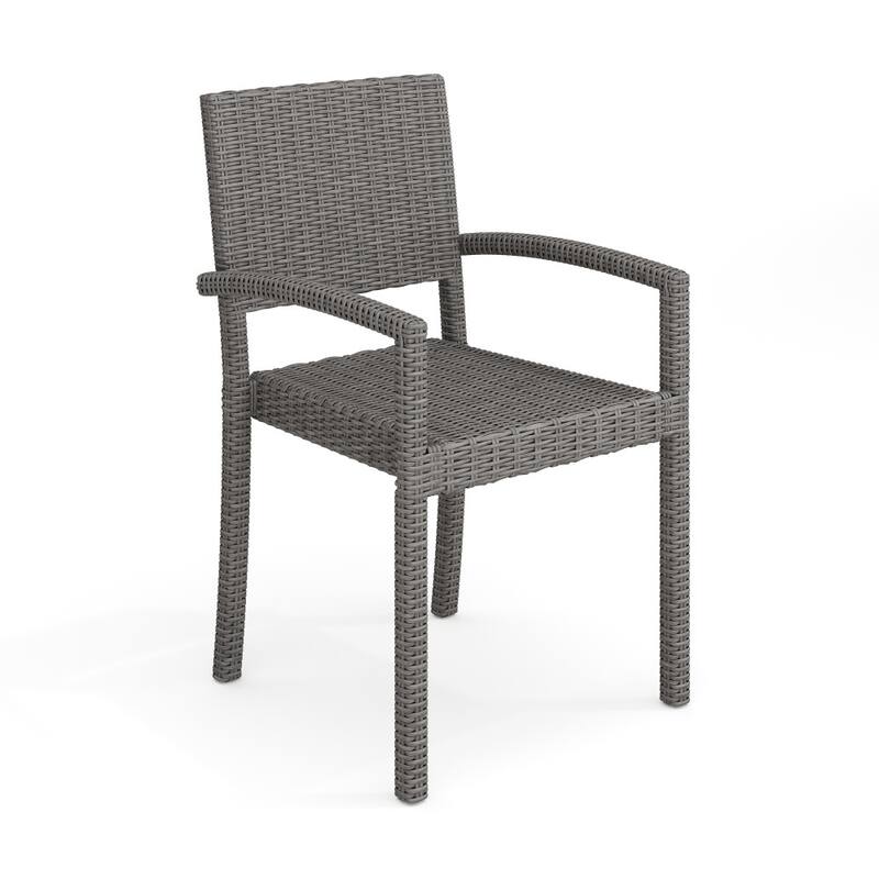 Martha Stewart Outdoor Rattan Wicker Stackable Dining Armchair - 21"W x 22.5"D x 33.5"H - Gray