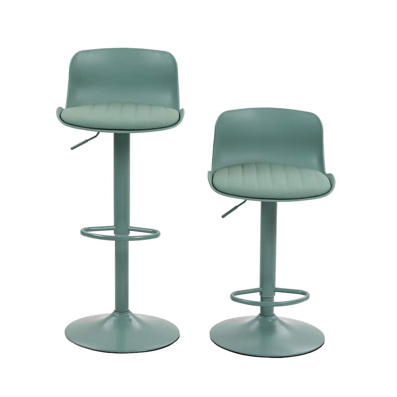 Bar Stools Set of 2 - Modern PU Leather Counter Height Barstools with Back, Height Adjustable Swivel Kitchen Island Chairs