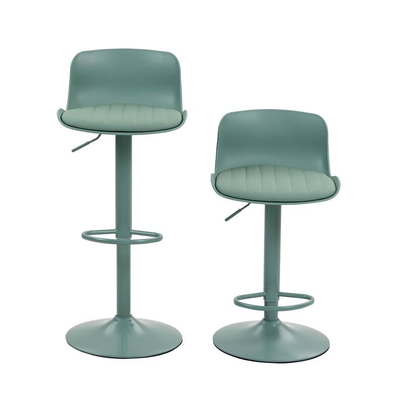Counter Height Bar Stools Set of 2, Height Adjustable Swivel Bar Stools, Armless PU Leather Kitchen Island Chairs