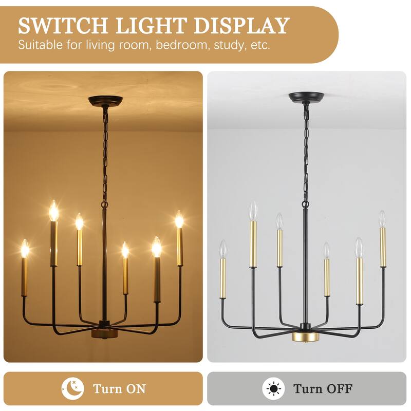 6-Light Candlestick Hanging Linear Chandelier Lighting Ceiling Light for Kitchen Island