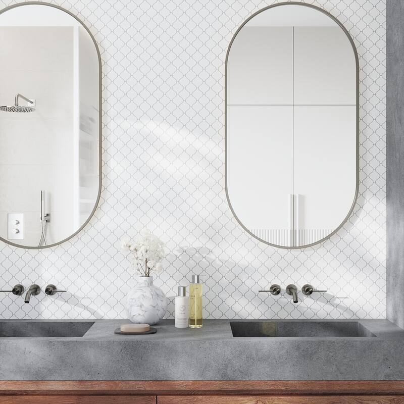 Apollo tile 10" x 11" Nubes Polished Snow White Marble Tile (3.75 sq ft/case) - 5 Pack