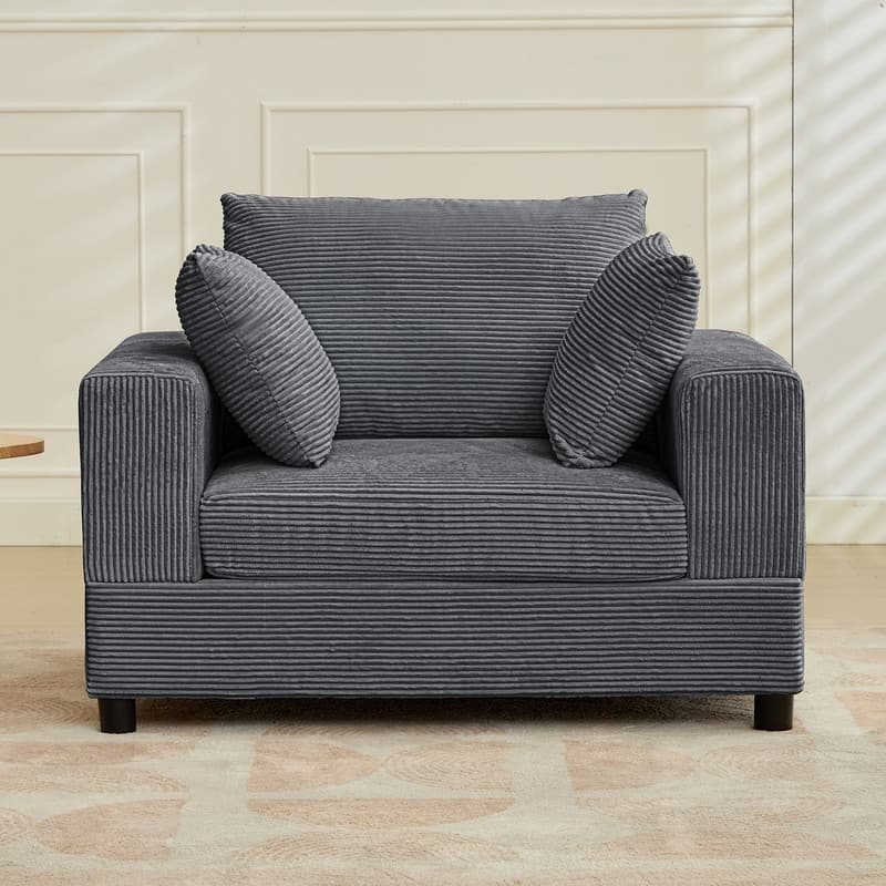 Mixoy 50 "D Sofa Chair with Ottoman, 2 Cushions, Large Corduroy Upholstered Comfy Chaise Lounge Deep Seat Sleeper Chair Indoor