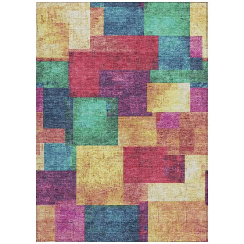 HomeRoots Geometric Traditional Rectangle Outdoor Rug