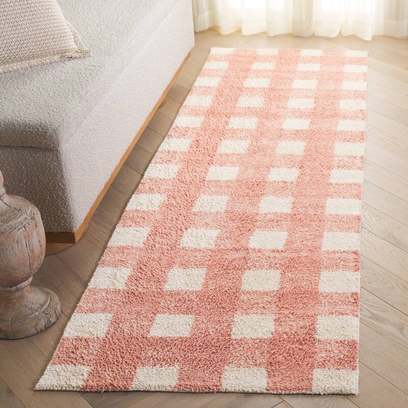 SAFAVIEH Hand-Woven Easy Care Alyssa Modern & Contemporary Cotton - 2' 3" x 8' - Ivory/Rust - Runner