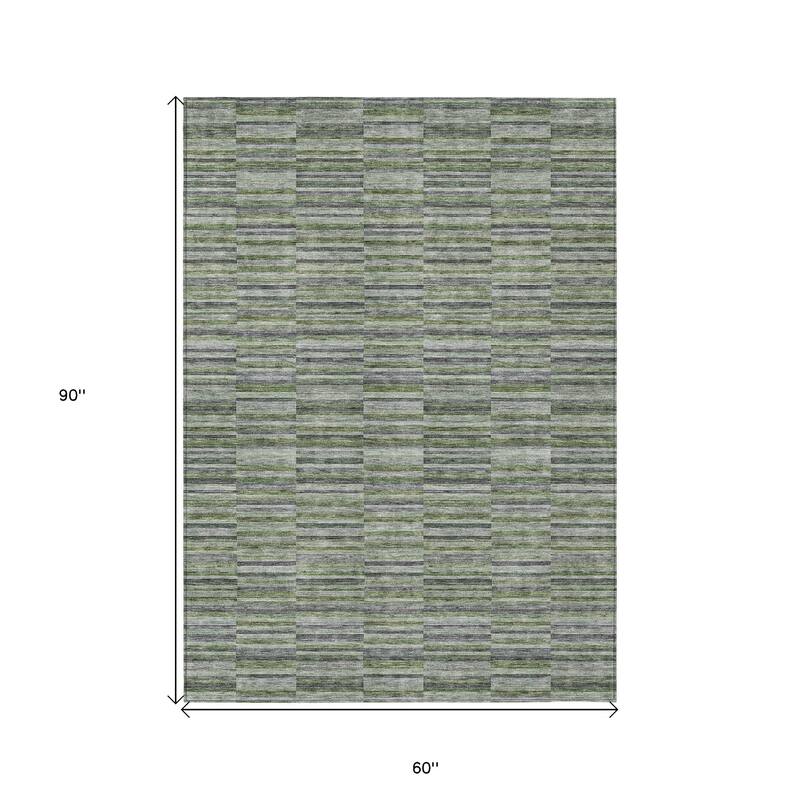 HomeRoots Striped Transitional Rectangle Outdoor Rug