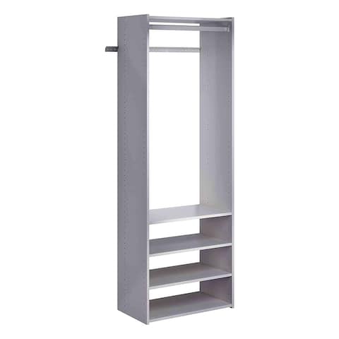 Easy Track Wooden Select Tower Closet Organizer System Kit with Shelves, Gray - 70