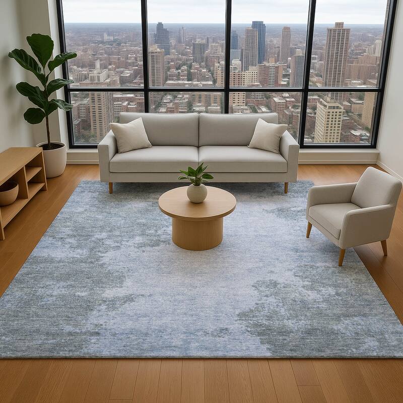 Premium Washable Super Soft Modern Chic Mayfield Rug - 9' x 12' - Blue
