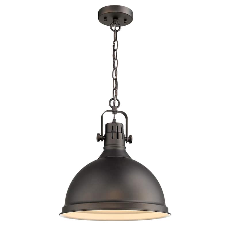 1-Light Farmhouse Ceiling Pendant Light,Vintage Hanging Light with Dome Shade, Oil Rubbed Bronze Finish - 14 Inch - ‎Oil-rubbed Bronze