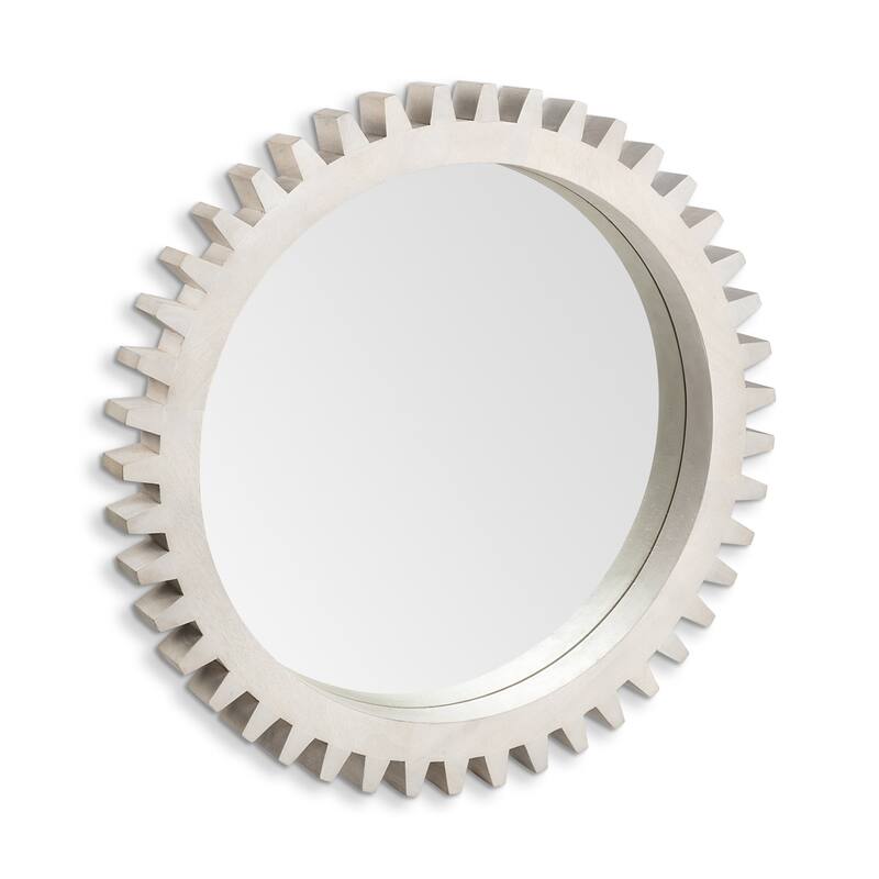 HomeRoots 36" White Abstract Wood Framed Accent Mirror - 35.5' X '35.5' X '3.5