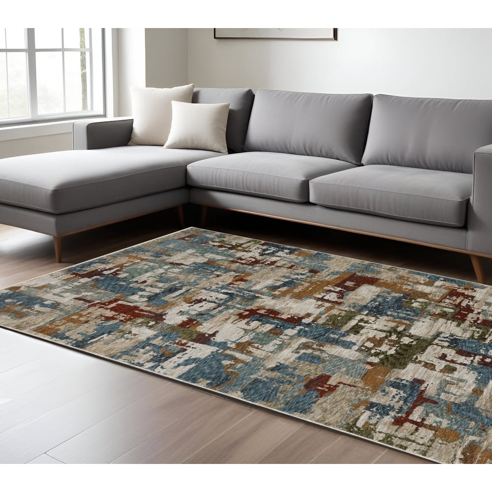 HomeRoots Abstract Modern Runner Area Rug